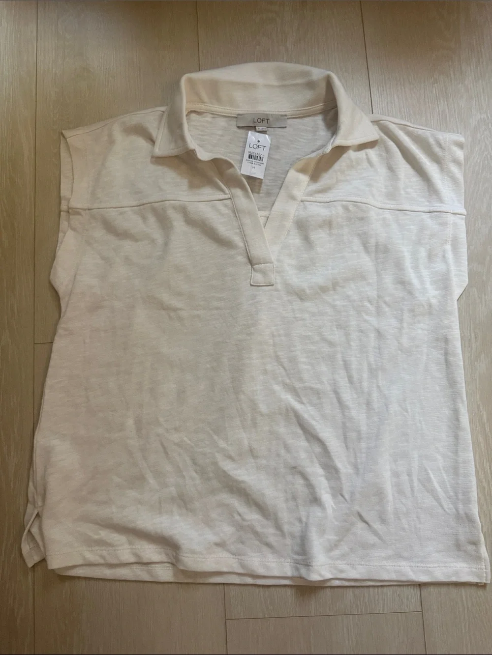 LOFT Cream Polo V-Neck Tunic